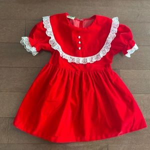 Vintage Red Roget dress with lace